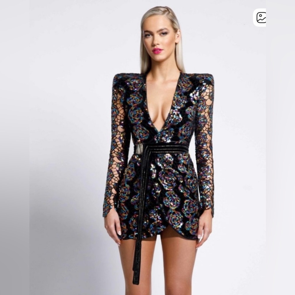 Zhivago Rainbow Sequin Miami Nights Mini Dress